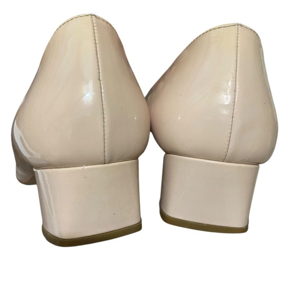 Prada Beige Patent Leather Bow Pointed Toe Kitten Block Heels Classic Quite Lux - Picture 9 of 16